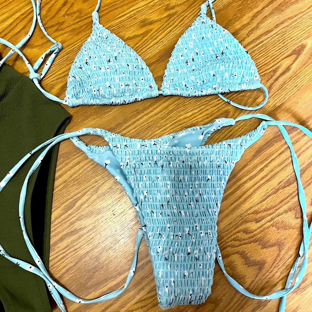 Flowery Blue Bikini